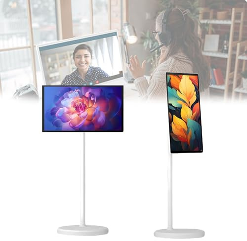 Efficieran Téléviseur Mobile Android 13 sur roulettes – écran Tactile TV sans Fil 21,5 Pouces, Smart TV Portable avec Batterie Intégrée Et Télécommande(8+128GB)