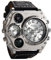 Avaner Herren Uhr Analog Japanisches Quarzwerk mit Leder Armband duale Zeitzonen Großes Zifferblatt Schwarz AN004-001