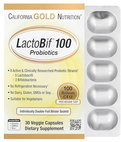 LactoBif® 100 Probiotics, 100 Billion CFU, 30 Veggie Capsules, California Gold Nutrition