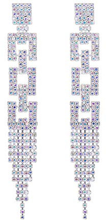 FOCALOOK Filigran Ohrringe Damen Große Ohrringe Hängend Elegant versilbert Österreichischer Strass Statement Ohrhänger Ohrschmuck für Hochzeit Party