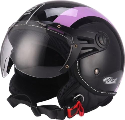 Sparco Riders Demi Jet 93005NGV Casco Moto, Nero/Viola, L