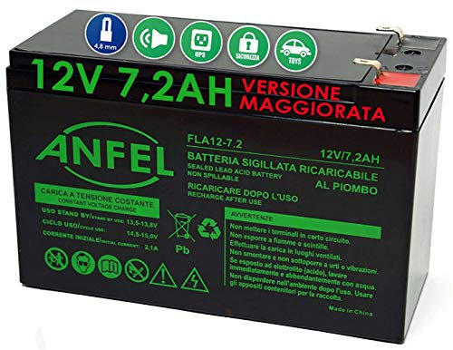 ANFEL Batteria al Piombo 12 Volt 7,2 Ampere