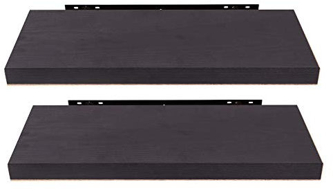 EUGAD Wandregal, Regal Wand 2er Set für Wohnzimmer/Büro, Hängeregal mit Bilderrahmen für Schlafzimmer Decor, 100cm Regalbrett Schmall,Schwarz Holzdeko