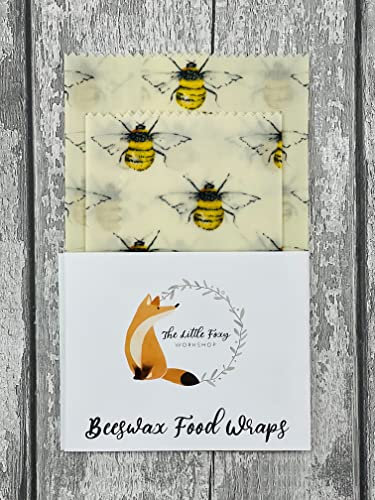 Natural Reusable Beeswax Food Wraps - Size Large (30x30, 25x25 cm) -Set of 2 Sheets Beeswax Wraps