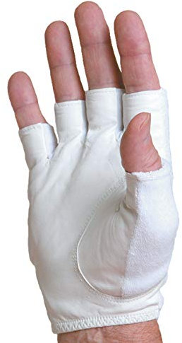 Tourna Tennishandschuh für Herren, Halbfinger, Größe L, rechts, Weiß (TGH-M-L-R)