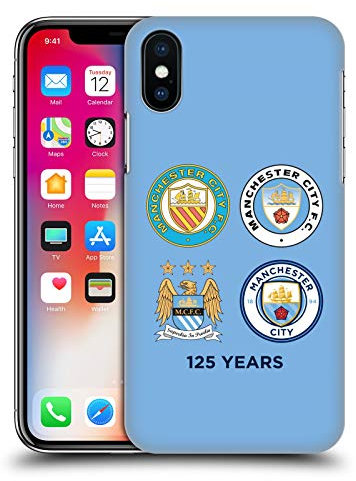 Head Case Designs Offizielle Manchester City Man City FC 125 Jahre Historische Wappenentwicklung Harte Rueckseiten Handyhülle Hülle Huelle kompatibel mit Apple iPhone X/iPhone XS