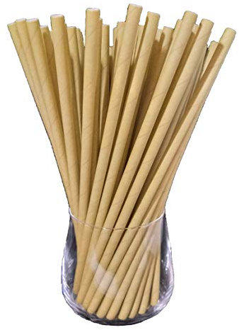 Papierstrohhalme, Papier Trinkhalm, Biologisch, Lebensmittelecht, umwelftreundlich, Einweg-Strohhalme, 120 Pack (Braun)