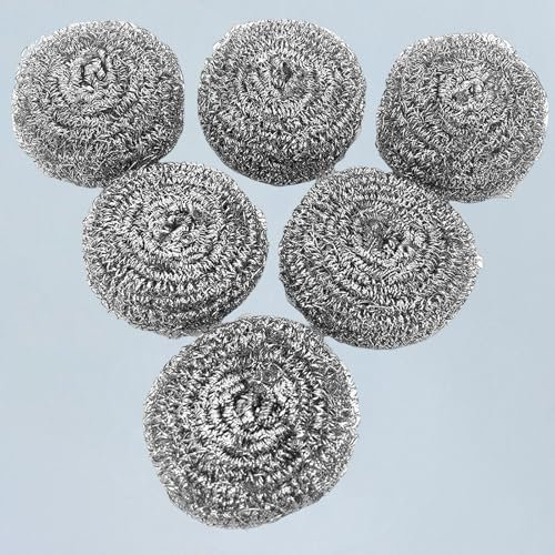 6 Pack Steel Wool Extra Coarse Cleaning Scouring Pads Cookware Cleaner for Skillet Wok Pot Pan Grills and Oven Excellent for Removing Rust Dirt Protects Cookware Seasoning
