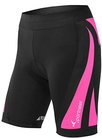 Sportneer Radlerhose Damen Gepolstert Schnelltrockende Fahrradhose Damen Kurz Elastische Radhose Damen Mit Sitzpolster 4D Radsportshorts Kurze Sporthose Damen Mit Breiterem Und Dichterem Polster