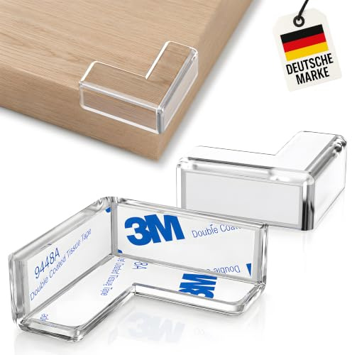 WELLGRO Kantenschutz eckig - Silikon Eckenschutz, 4 x 4 x 1,9 cm (LxBxH), transparent, BPA frei - Menge wählbar, Stückzahl:48 Stück