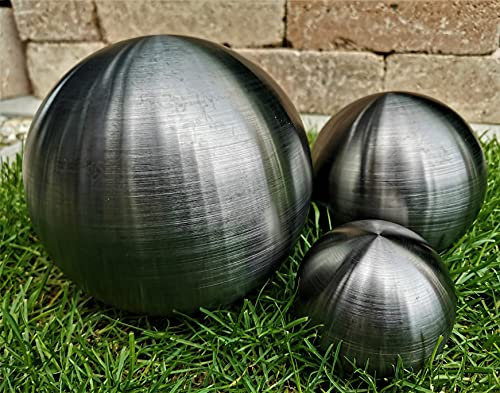 Dekokugel schwarz matt 3er Set 20-15-10 cm aus Edelstahl Kugel Dekorationskugel Gartenkugel