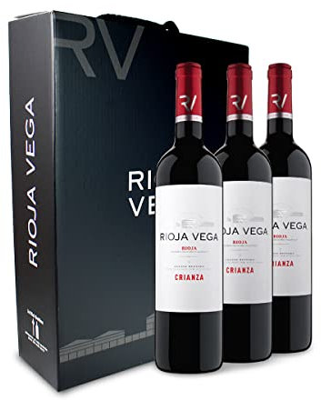 Rioja Vega - Vino Tinto Rioja Crianza - Estuche de 3 Botellas x 750 ml - D.O. Rioja - Tempranillo y Graciano - 12 Meses en Barricas de Roble Americano