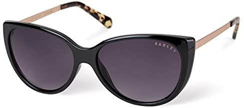 RADLEY London GENNA Women's Cat Eye Sunglasses, Gloss Black/Tort/Rose Gold, Gloss Black/Rose Gold, 55 mm
