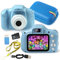 An ShopTo Kinderkamera Hellblau Doppelkamera Full HD 20 MP Zoom 8 X mit Micro SD 32 GB Schutzhülle aus Gummi stoßfest wasserdicht Geschenkidee Geburtstag für Kinder von 3-8 Jahren
