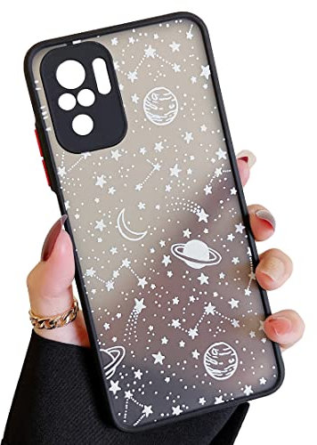 ZTOFERA Handyhülle für Xiaomi Redmi Note 10 4G / Note 10S (6,43), Planet Stern Universum Muster Stoßfest Schutzhülle Matt Harte PC Rückseite Hülle mit Silikon Bumper Cover, Weiß Sky