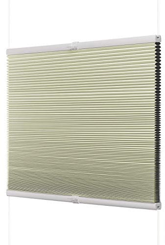 Ventanara® Fenster Plissee ohne Bohren zum Kleben Plisseerollo Wabenplissee Faltrollo verspannt inklusive Premium Klebeträgern (120 x 130 cm, beige Wabe raumverdunkelnd)