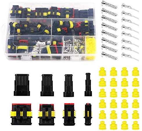 HUAZIZ 20 Kit Imperméable à l'eau Connecteur,1/2/3/4 Pin Voiture Étanche Connecteur Électrique,Voiture Fiche etanche,étanche à la poussière, isolé et scellé