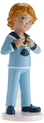 dekora - Figura Decorativa para Primera Comunión Niño Rubio - Elaborada en Resina - Adorno para Tartas - 16 Centímetros de Alto - Diseño Original y Detallado - Apto para Contacto Alimentario