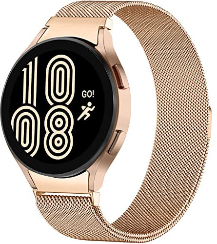 Faliogo Cinturino Compatibile con Samsung Galaxy Watch 4 (40/44mm)/Watch 4 Classic (42/46mm)//Watch 5 (40/44mm)/Watch 5 Pro (45mm), Acciaio Inossidabile Cinturini Magnetici di Ricambio, Oro Rosa