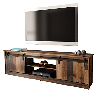 Mirjan24 TV Lowboard Otemna, TV Schrank mit Schiebetürsystem, Fernsehschrank, Fernsehtisch, Unterschrank, TV Tisch, Board, Schrank, TV-Bank (Old Wood)
