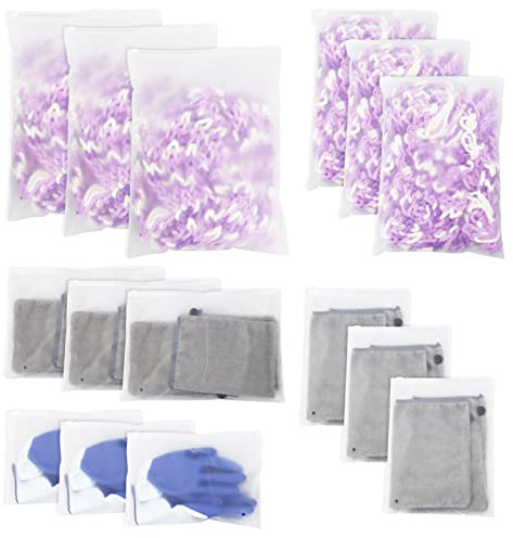 LAMXD 15 Pcs Clothes Bags Travel Storage Bags Luggage Organiser Pouch Reusable Seal Bags Saving Space Waterproof Frosted Plastic Bags for Clothes Underwear Shoes Towel Cosmetics Trip School