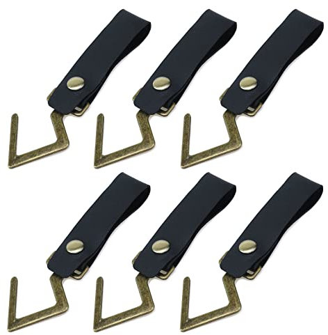 WDONAY Lederhaken für den Außenbereich, Metallhaken, dreieckig, 152 mm, Schwarz, 6 Stück