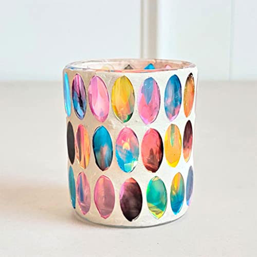 OSALADI Votiv-Kerzenhalter Glas Regenbogen-Mosaik-Kerzenhalter Glas Teelichthalter Teelichttasse Herzstück Für Die Hochzeitsfeier Zu Hause