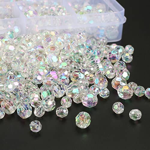 720 Piezas Perlas de Cristal de Bohemia, 6mm, 8 mm Cuentas de Vidrio Facetado, Cuentas Checas de Cristal, Cuentas de Vidrio de Cristales Transparente para Pendientes, Fabricación de Joyas de Pulsera