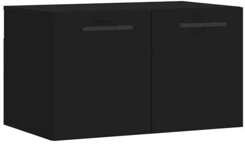 vidaXL Wandschrank, Hängeschrank mit viel Stauraum, Wandmontage Badschrank Medizinschrank, Aufbewahrungsschrank für Wohnzimmer, Schwarz Holzwerkstoff