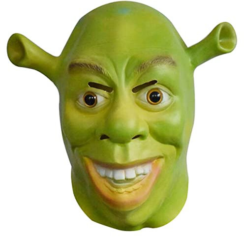 Hworks Shrek Mask Green Headwear Latex Cosplay Costume Props for Halloween Party