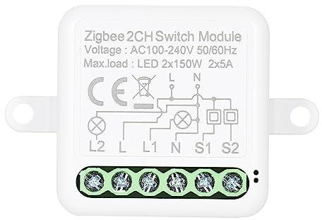 Vislone 4CH Zigbee Mini Smart Switch Relay Module Support 2 Way Control Switch for Smart Home Automation, Works with Alexa Google Home