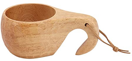 UPQRSG Tazza in Legno da 8 Oz, Tazza da Caffè in Stile Antica Lapponia Finlandia con Manico, Tazza da Campeggio Portatile in Stile Nordico per L'Escursionismo Cucina da Campeggio All'Aperto