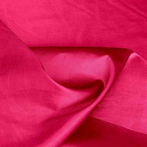 TOLKO Taft Stoff Meterware | Kleid Kostüm Gardine Vorhang | edel Changierend glänzend farbintensiv | Taft Stoffe zum Nähen Dekorieren für Deko Schals Tischdecken Store Husse Dekostoff (Pink Rot)