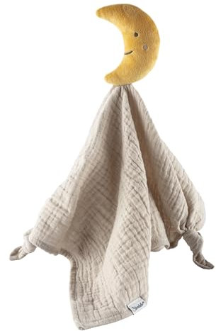 Sterntaler Doudou Luna pour bébé avec Visage brodé, Doudou en Mousseline avec détails noués, pour garçons et Filles, Beige