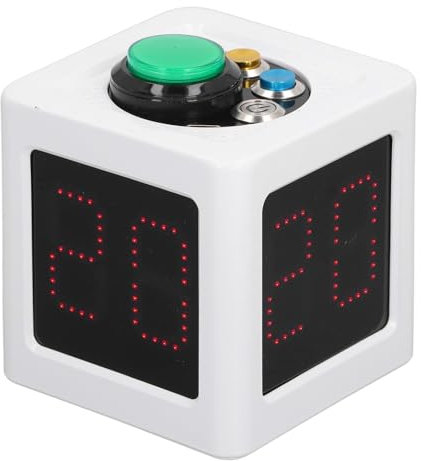 Luqeeg 1,4 Zoll 4 Seiten Würfel-Timer, Poker-Schuss-Uhr LED-Trainingstimer Sekunden Countdown Wiederaufladbarer Poker Timer für Casino, Schach, Turnier, (EU-Stecker 100-240 V)
