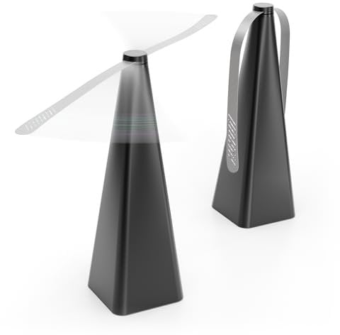 greate 2X Fliegenwedler mit Batterie - Fliegen Vertreibung ohne Chemie & Verletzungsgefahr - Fliegenwedel für den Tisch oder zum Aufhängen - Tischventilator gegen Fliegen - Fliegenabwehr Ventilator