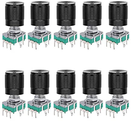 Lanko (7 Pin 20MM 10 StüCk 360 Grad EC11 Drehbar Codierer Code Switch Digital Potentiometer mit Kappen