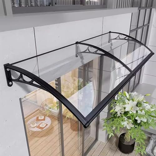 Door Canopy Outdoor Waterproof, Front Door Canopy, Porch Canopy with Polycarbonate Roofing Sheets & Aluminium Frame Door Canopies Suitable for Porch/Patio/Roof/Window(Transparent,60x120cm/24x48in)