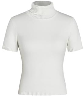 CIDER Women’s Short Sleeve Turtleneck Tops Cute Knit Slim Fit Sweater Blouses Basic Tee