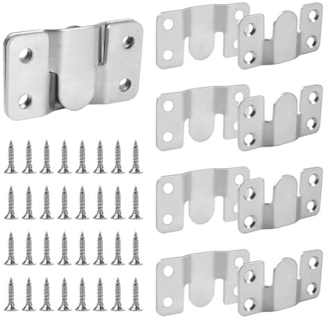 4 paia di staffe per montaggio a filo in acciaio inossidabile, ganci ad incastro resistenti per cornici fotografiche, connettori ad incastro per mobili per appendere testiere di grandi dimensioni