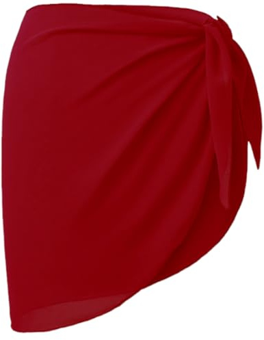 GXGM Damen Strandrock Strand Wrap Sarong Kurz Cover Up Chiffon Badeanzug Wickelröcke Pareo für den Strand Bikini Swimsuit