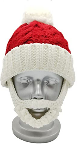 BTGHPI Unisex Erwachsene Kinder Bart Santa Kappe Weihnachten Gestrickte Für Wowen Mann Weihnachten Urlaub Kappe Kopfbedeckung Cosplay Requisiten