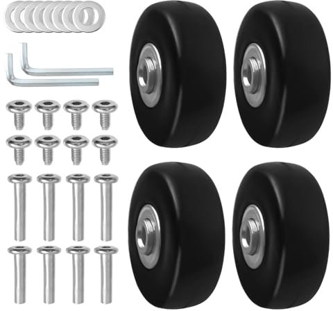 Hevysuo 4 Piezas Ruedas de Repuesto para Maletas 50mm x 18mm,Repuesto Universal Ruedas de Viaje de Goma para Patines Carros Equipaje,Negro