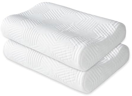 LAMB Ergonomisches Kopfkissen Nackenhörnchen Kissen (Weiß, 2er Pack 50x35cm)