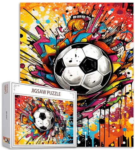 Fußball-Puzzle für Erwachsene, 1000 Teile, Graffitic, Fußballmalerei, Ball, Sport, Schwarz-Weißer Ball, DIY, Basteln, Magisches Puzzle, Kunst, Schlafzimmer, Dekoration
