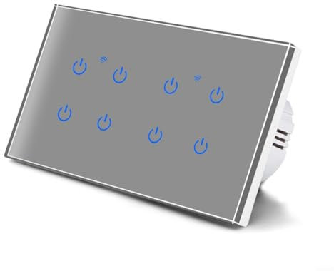 URPIZY Interruttore Smart Touch Wi-Fi per app Tuya, pannello in vetro compatibile con Alexa 2/3/4/5/6/8 marce (8 marce)