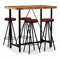 Xichuzi 5-TLG. Bar-Set, Bartisch Mit Barhocker Set, Bartische & -theken, Bartheke Küche, Bartisch Set, Küchentresen, Bartisch Mit Barhocker, Altholz Massiv und Echtleder