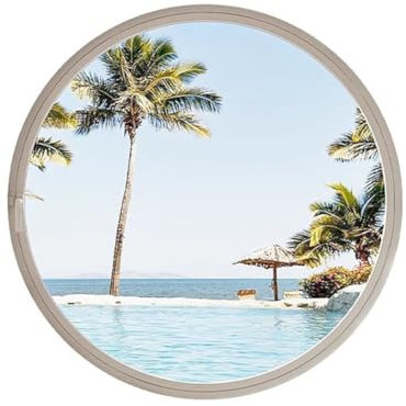 PA-DABAOO Finestra Rotante A Rotazione A 360 °, Finestra Rotonda in Lega di Alluminio Rotondo, Finestra Rotonda con Vetro Temperato, Finestra A Rotazione in Casa per Garage,White 60cm