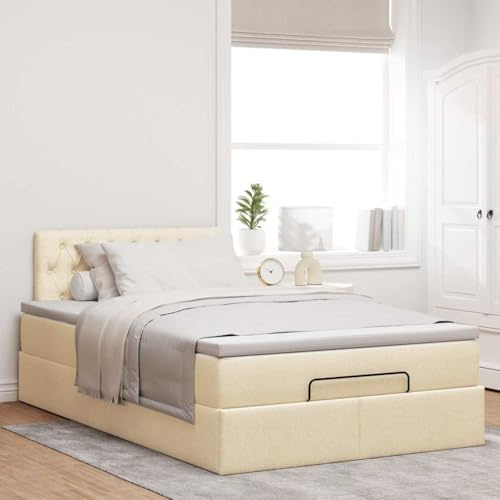 Willood Boxspringbett mit Matratze Großer Stauraum unter dem Bett Creme 120 x 200 cm Knopfheftung Design