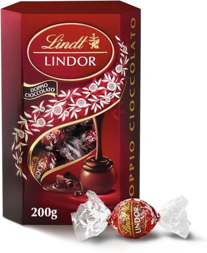 Lindt Lindor Doppio Cioccolato Praline di Cioccolato al Latte con Ripieno Fondente 16 Cioccolatini, Confezione da 1000g